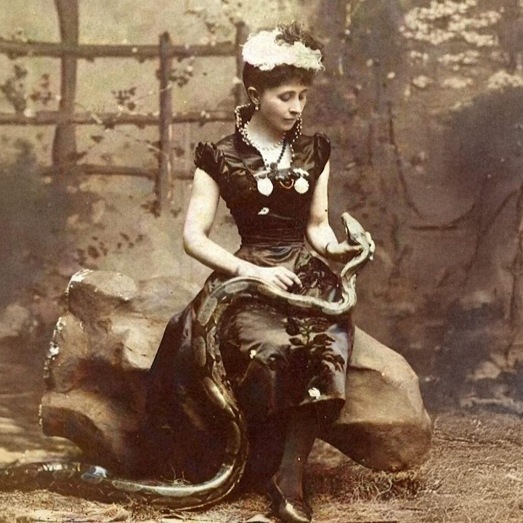 Lou Ringling with her snake