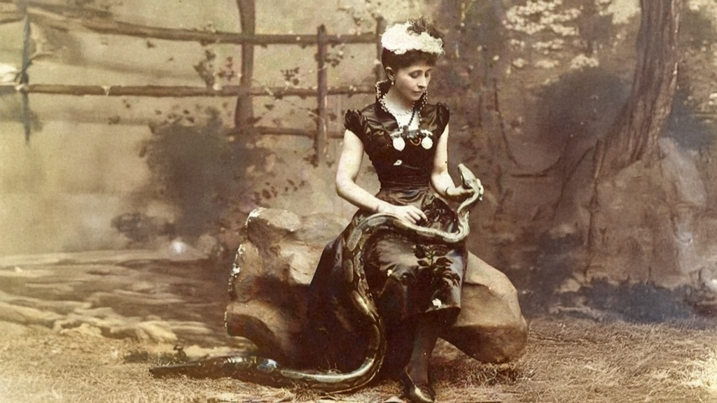 Lou Ringling with her snake